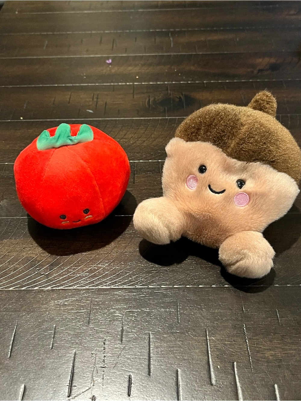 Source Unknown Plush Tomato & Acorn Set - Red, Green, Brown, Cream